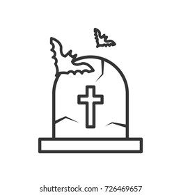 Halloween grave stone icon, illustration isolated vector sign symbol
