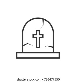 Halloween grave stone icon, illustration isolated vector sign symbol