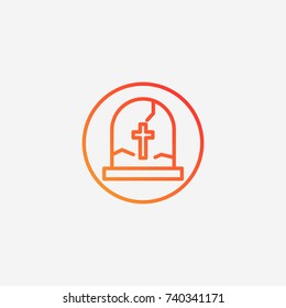 Halloween grave stone icon.gradient illustration isolated vector sign symbol