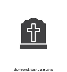 Halloween grave stone vector icon. filled flat sign for mobile concept and web design. Tombstone with cross simple solid icon. Symbol, logo illustration. Pixel perfect vector graphics
