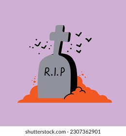 Halloween Grave Stone Vector Icon Art