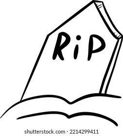 Halloween grave tombstone line graphic.