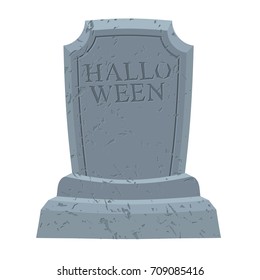 Halloween. Gravestone in cemetery. Illustration for terrible holiday. Vector illustration