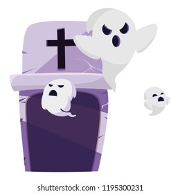 halloween gravestone with ghosts
