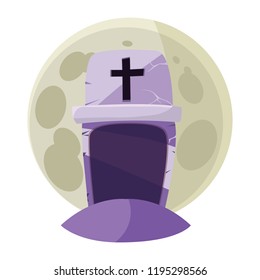 halloween gravestone with moon