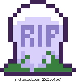 Halloween Gravestone Pixel 8bit Icon.