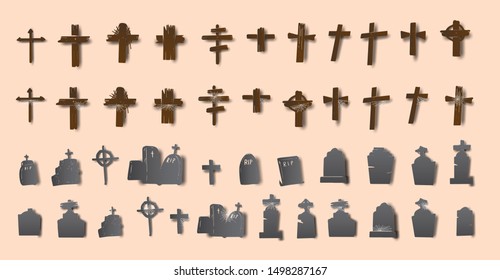 Halloween gravestone set collection for celebration, template and decoration