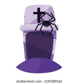 halloween gravestone with spider
