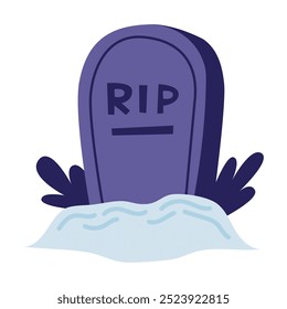 Halloween gravestone. Spooky festive element. Vector illustration in flat style