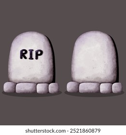 Halloween Gravestone watercolor drawing vector