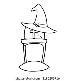 halloween gravestone with witch hat
