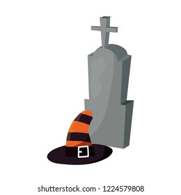 halloween gravestone witch hat