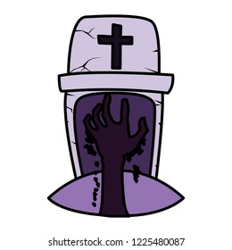 halloween gravestone with zombie hand
