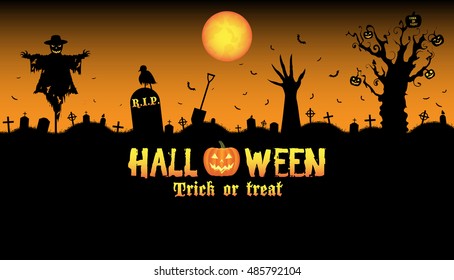 Halloween graveyard background vector