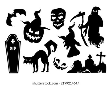 halloween graveyard cat pack vectror silhouette collection