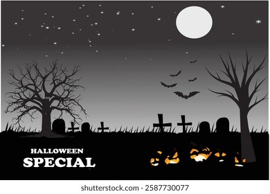 Halloween, Graveyard, cemetery, Bat, night