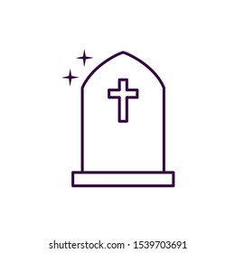 halloween graveyard cemetery isolated icon vector illustration design