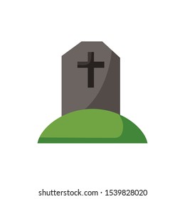 halloween graveyard cemetery isolated icon vector illustration design
