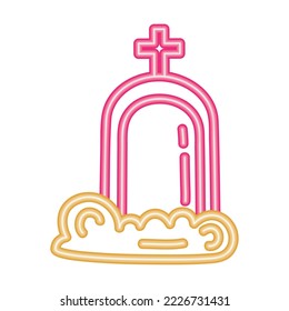 halloween graveyard neon light icon