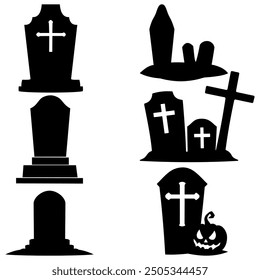 Halloween graveyard silhouette design, easy to use.