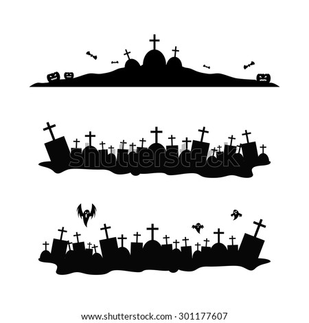 Halloween graveyard silhouettes