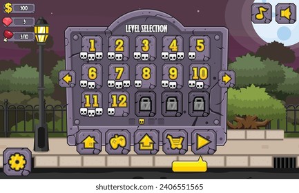 Halloween Graveyard Video Game User Interface