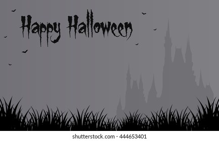 Halloween gray backgrounds big castle vector illustration