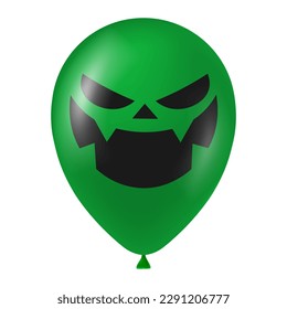 Halloween green balloon illustration with scary and funny face