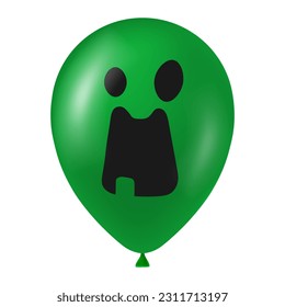 Halloween green balloon illustration with scary and funny face