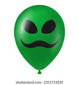 Halloween green balloon illustration with scary and funny face