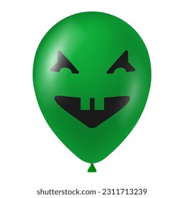 Halloween green balloon illustration with scary and funny face