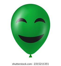 Halloween green balloon illustration with scary and funny face