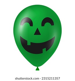 Halloween green balloon illustration with scary and funny face