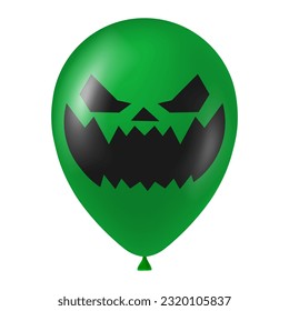 Halloween green balloon illustration with scary and funny face