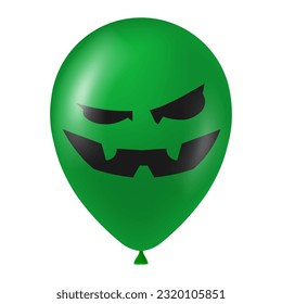 Halloween green balloon illustration with scary and funny face