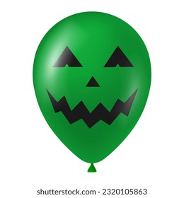 Halloween green balloon illustration with scary and funny face