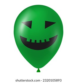 Halloween green balloon illustration with scary and funny face