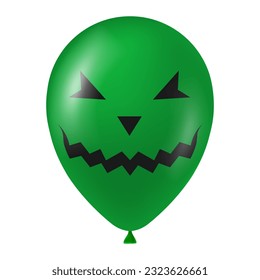 Halloween green balloon illustration with scary and funny face