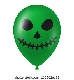 Halloween green balloon illustration with scary and funny face