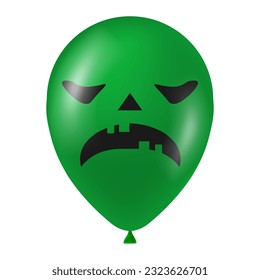 Halloween green balloon illustration with scary and funny face