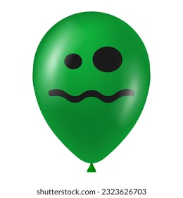 Halloween green balloon illustration with scary and funny face