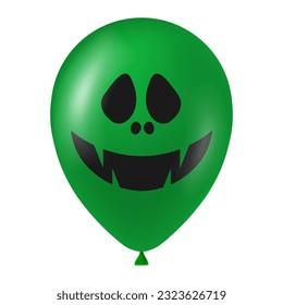 Halloween green balloon illustration with scary and funny face