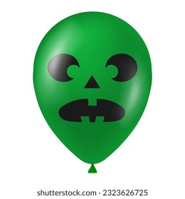 Halloween green balloon illustration with scary and funny face