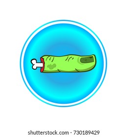 Halloween green finger. background blue.