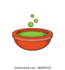 Halloween green potion and bubbles icon in cartoon style isolated on white background vector illustration