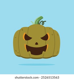  Halloween green pumpkin carving, scary pumpkin expression suitable for poster and web