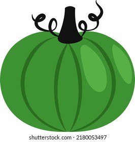 Calabaza verde de Halloween, ilustración, vector sobre fondo blanco.