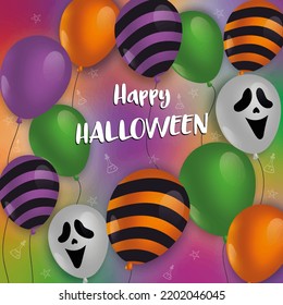 halloween greeting card with air baloons banner vector