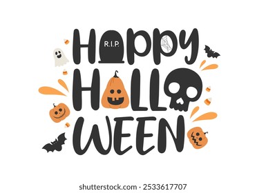Halloween greeting card or background. vector illustration.