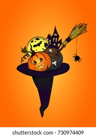 Halloween greeting card. Banner. Poster. Illustration. Vector